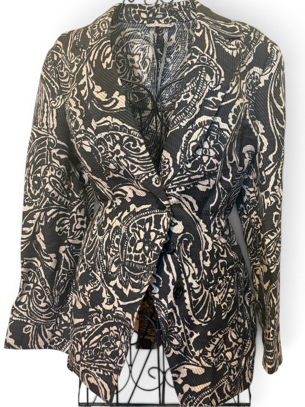 ETRO Linen Blend Grey/Beige Paisley Jacket